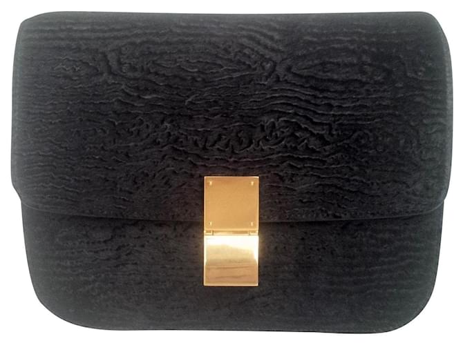 Rare edition of the Céline Classic bag in Astrakhan Stamped pony calf leather leather. Designed by Phoebe Philo. Show collection. Brand-new with tags and original packaging. Black Pony-style calfskin  ref.323714