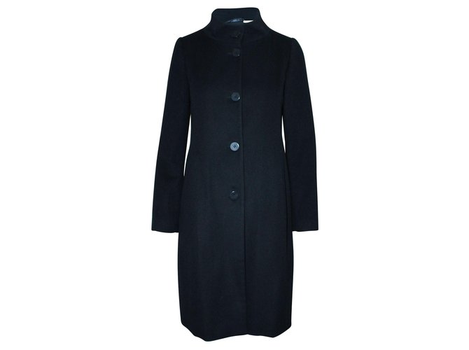 Emporio Armani Black Winter Coat Cashmere Wool ref.323905 Joli