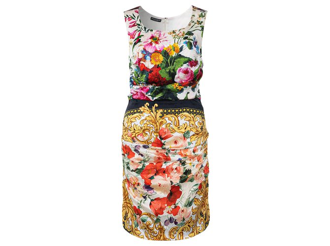 Dolce & Gabbana Vestido floral de seda Multicor  ref.324021