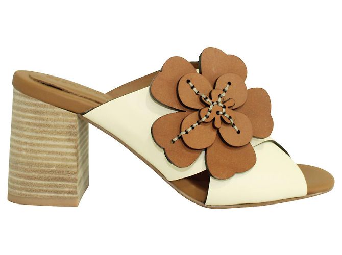 See by Chloé Creme e Brown Block Heels