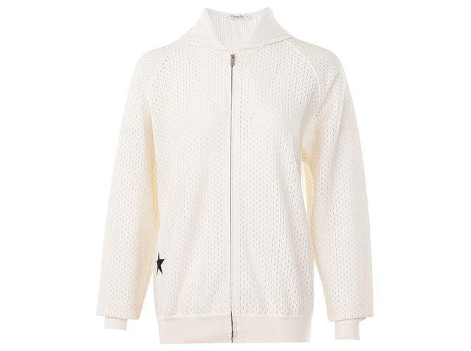Dior Zip Up Jacket with Embroidered Star White Cotton  ref.324133