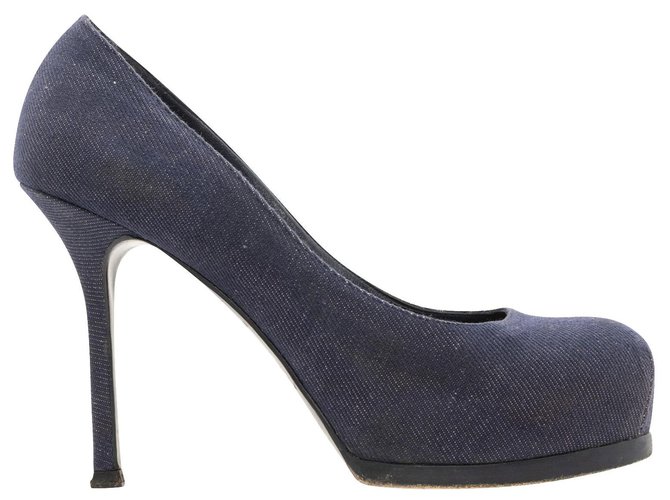 Yves Saint Laurent Bombas de plataforma Blue Denim Azul John  ref.324152