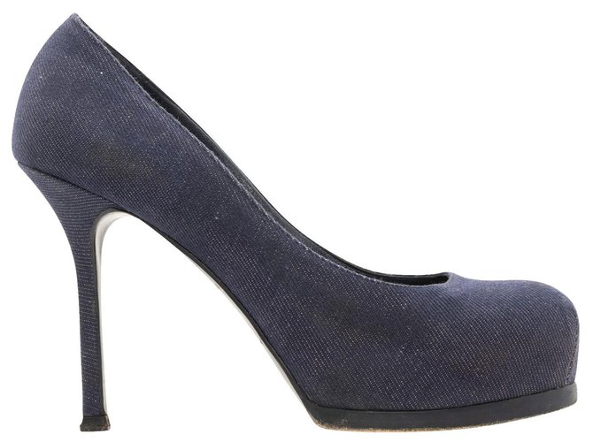 Yves Saint Laurent Zapatos de tacón de mezclilla azul con plataforma Juan  ref.324152