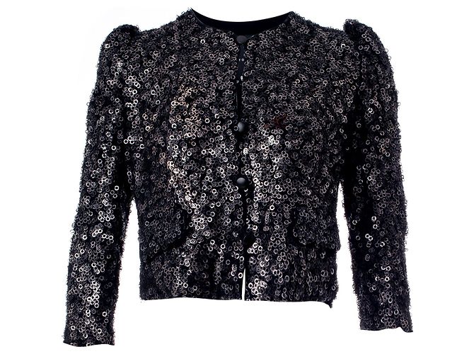 Robert Rodriguez Sequin Cropped Jacket Metallic
