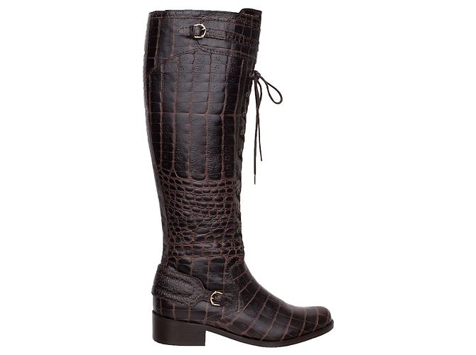 Hunter Botas de couro com relevo croc Marrom