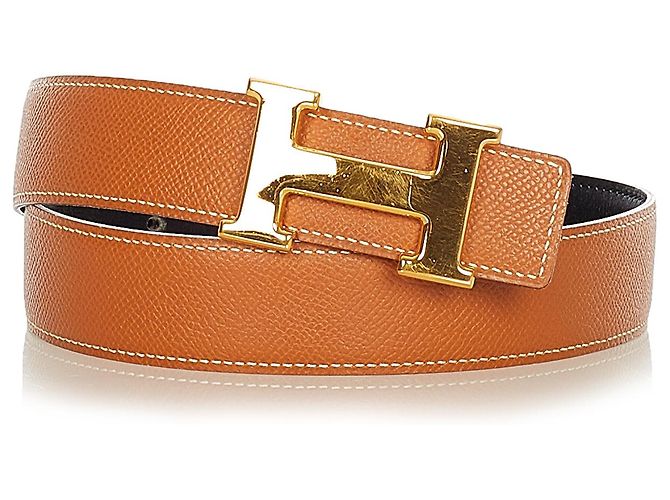 Hermès Cinto de couro Hermes marrom Constance Dourado