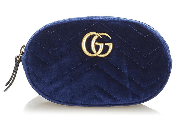 Marsupio Gucci in velluto blu GG Marmont Pelle Vitello simile a un vitello  Panno ref.324421 - Joli Closet