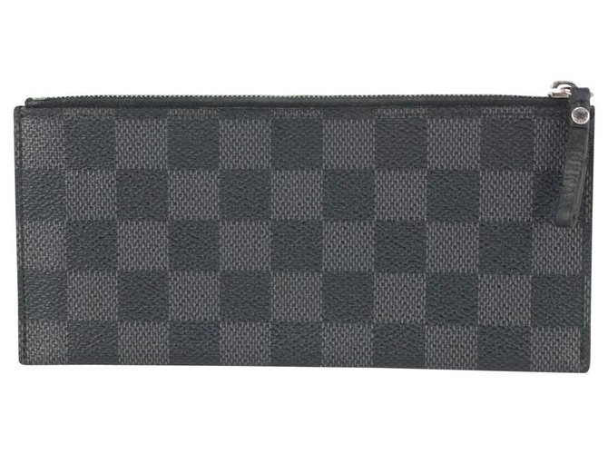 Louis Vuitton Schwarze Damier Graphite Kulturtasche mit Reißverschluss Zip Leder  ref.324518