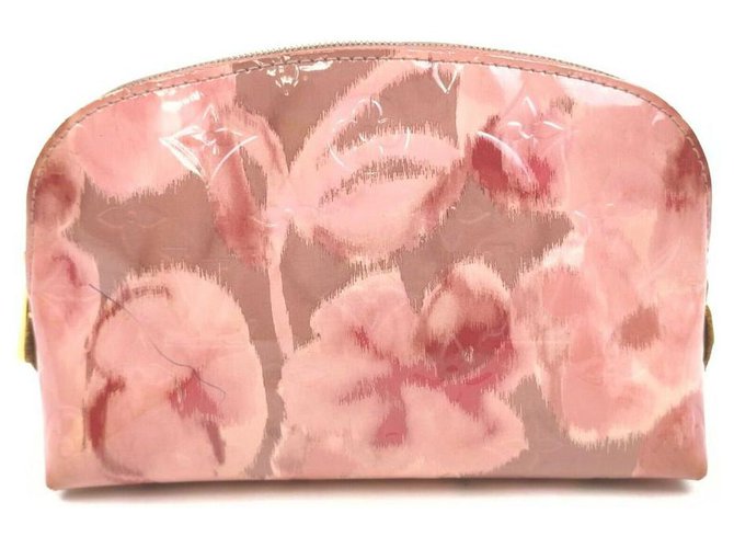 Louis Vuitton Pink Vernis Monogram Ikat Roses Cosmetic Pouch Metal  ref.324635