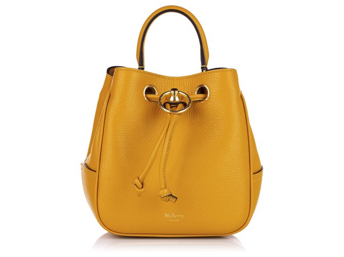 Mulberry Yellow Small Hampstead Leather Bucket Bag Pony-style calfskin  ref.324889