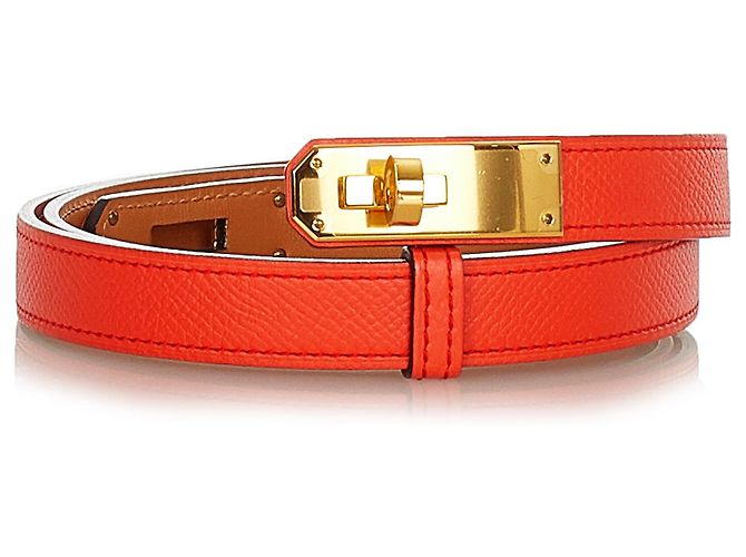 Hermès Cintura Hermes Orange Epsom Kelly D'oro Arancione