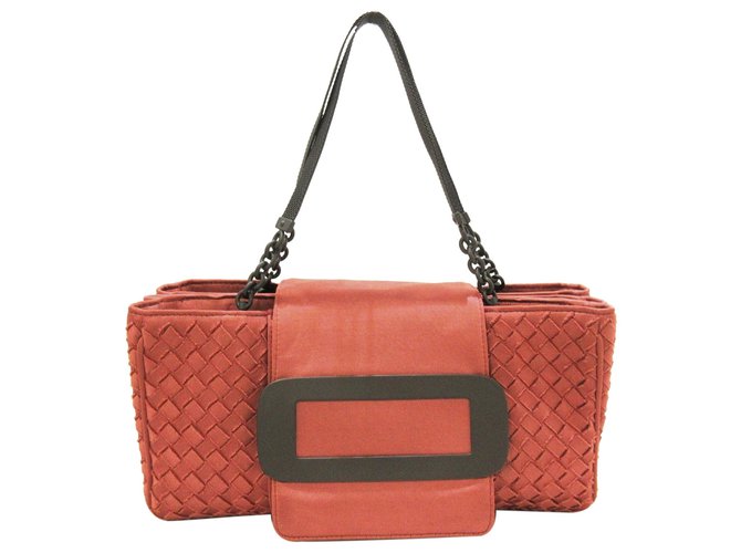 Bottega Veneta Orange Intrecciato Shoulder Bag Cloth  ref.325215