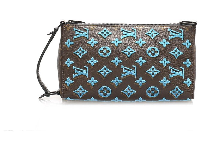 Louis Vuitton Brown Monogram Triangle Messenger Bag Blue Cloth Plastic  ref.325329 - Joli Closet