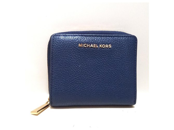 Jet set leather wallet Michael Kors Blue in Leather  20221784
