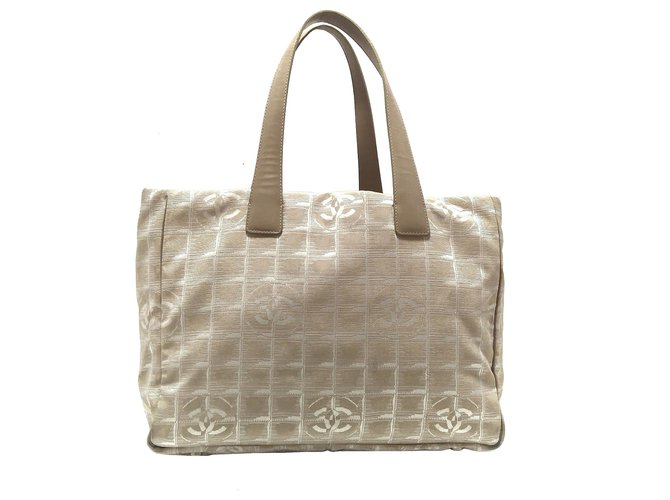 Chanel Brown New Travel Line Canvas Tote Bag Beige Leather Cloth Pony-style  calfskin Cloth ref.327498 - Joli Closet