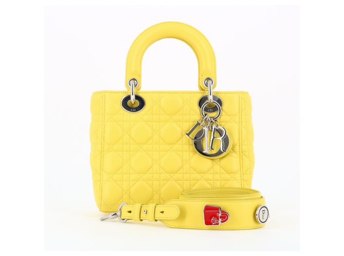 Dior Lady Dior Yellow Leather  ref.325930