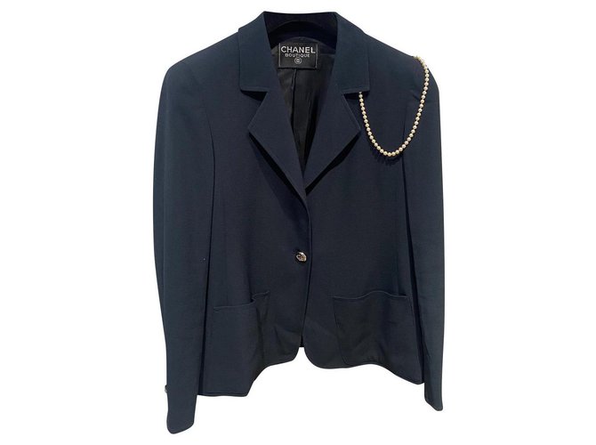 Chanel Jackets Navy blue Acetate  ref.326014