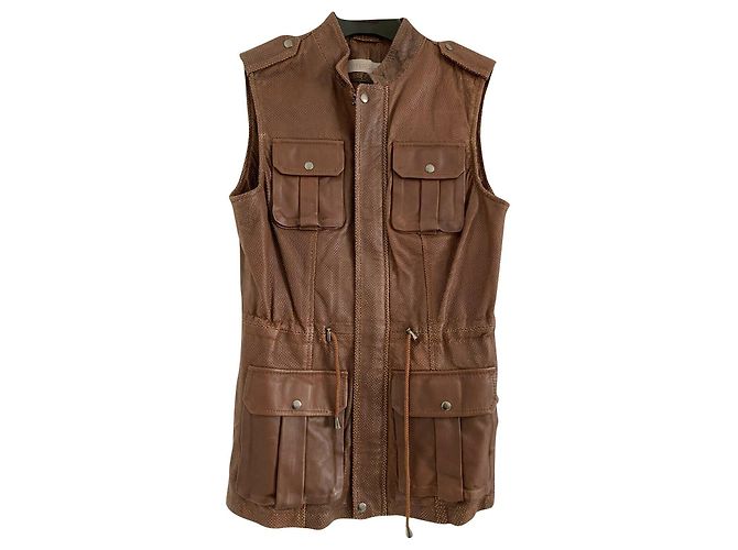 Uterque Perforierte Lederjacke Gr. M oder 28 Braun 