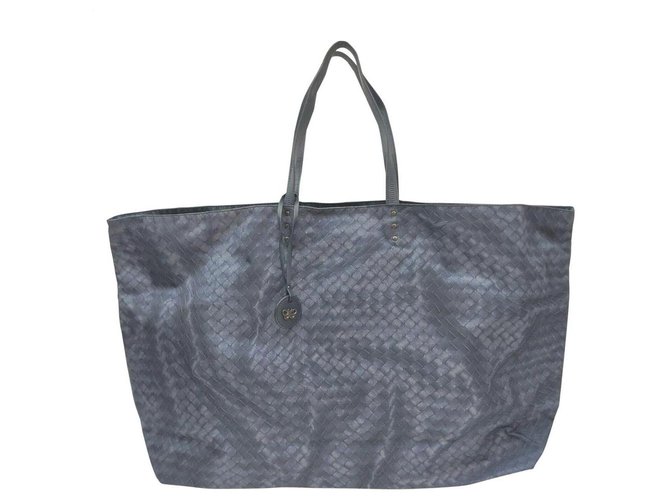 Bottega Veneta Blue Nylon Intrecciolusion Tote Bag ref.326221