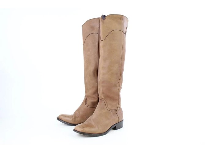 Chanel Size 36.5 Marron Clair Nubuck Knee High Boots Leather ref.326234 -  Joli Closet