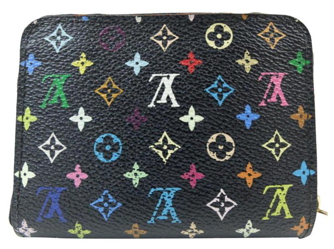 Louis Vuitton Black Monogram Multicolor Compact Zippy Wallet Coin Purse  ref.326331 - Joli Closet