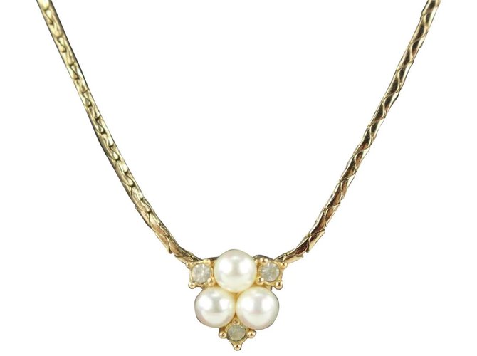 Dior Gold Pearl Necklace White gold  ref.326348