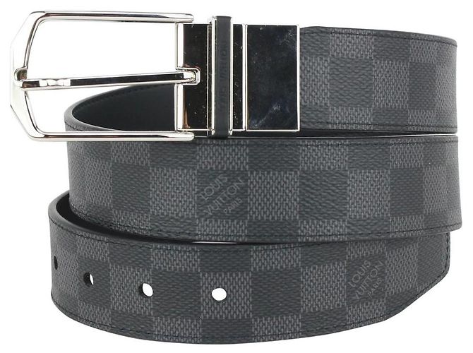 Slender Louis Vuitton 90/36 Reversible Damier Graphite 35mm schmaler Gürtel