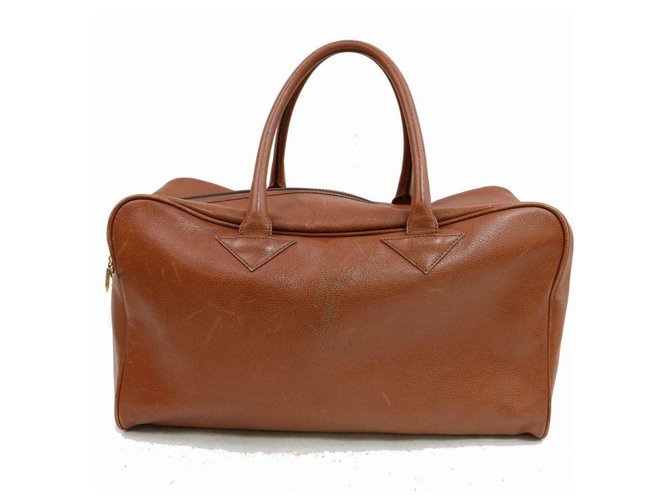 Saint Laurent Brown Leather Luggage Duffle Joli Closet