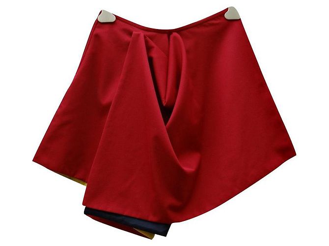 Falda Jean Paul Gaultier Roja de Seda y Viscosa