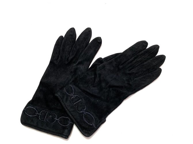 Dior Gloves Black Suede  ref.327201