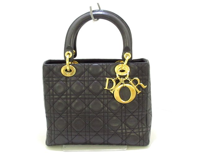 Dior Lady Dior Medium Black Leather  ref.327215