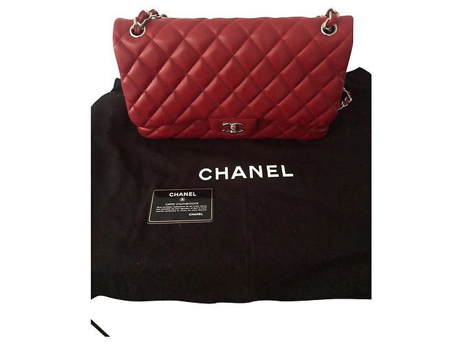 Mademoiselle Bolsa Chanel Jumbo de couro caviar vermelha Vermelho