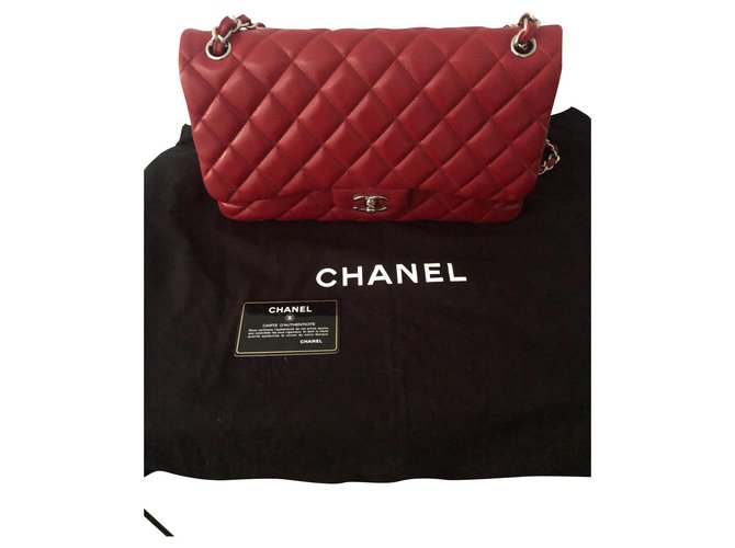 Mademoiselle Chanel Jumbo Rot Leder  ref.327237