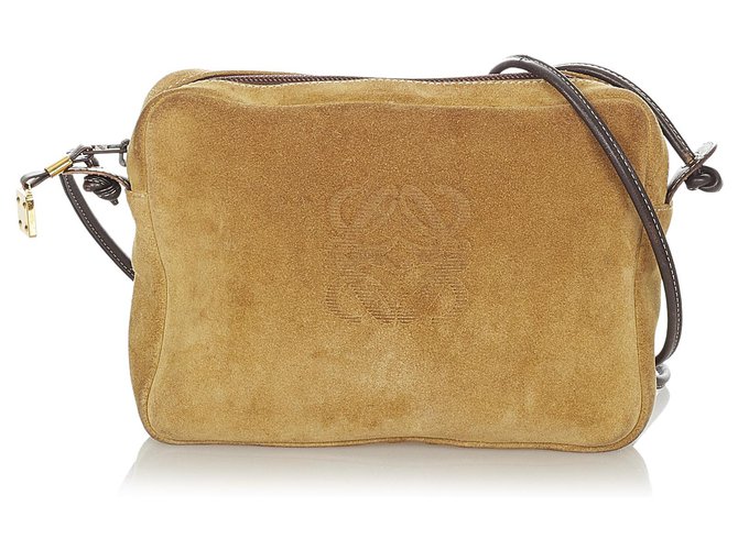 Loewe Brown Anagram Suede Crossbody Bag Leather Pony-style calfskin  ref.327349 - Joli Closet