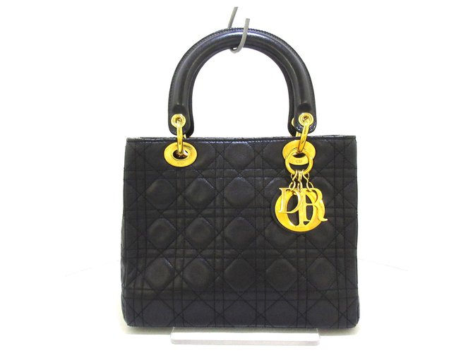 Dior Lady Dior Medium Black Leather  ref.327530