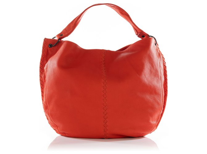 Bottega Veneta Shoulder Bag in Grained Leather Orange  ref.327600
