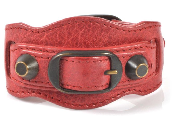 Balenciaga Rotes klassisches Armband Leder  ref.327682