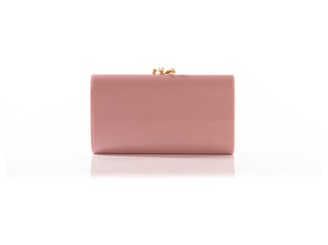 Valentino Nude rosafarbene Kunstharz-Box-Clutch mit goldenem Schloss Pink Acryl  ref.327738