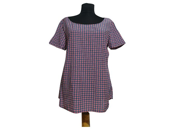 Camicetta Tommy Hilfiger Rossa Blu Bianca Seta Cotone M Bianco Rosso