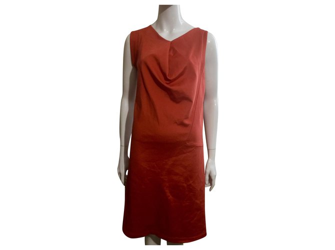 Balenciaga Asymmetric crepe dress Orange Coral Rayon  ref.327970