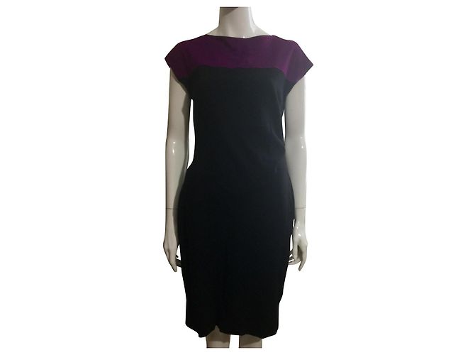 Escada Vestido em bloco de tecido em malha viscose Preto Roxo