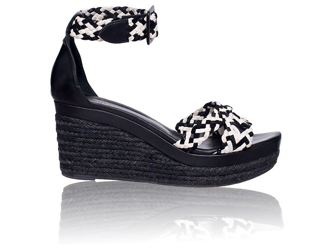 Sandali con zeppa espadrillas Hermès Nero Pelle