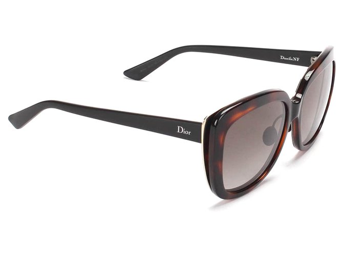 Dior Brown Square Tinted Sunglasses Black Dark brown Plastic  ref.328092