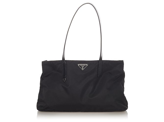 Borsa tote in tessuto nero Prada