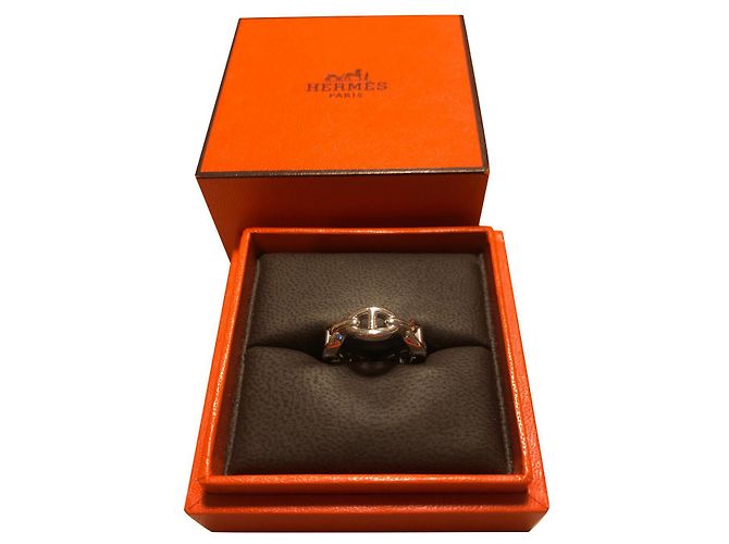 Anillo Hermès Cadena de Ancla plata talla 52 Hardware de plata