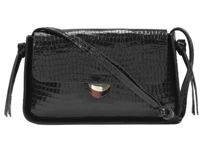 Loeffler Randall Maggie Bag in Black Shiny Croc-Embossed Leather  ref.328493