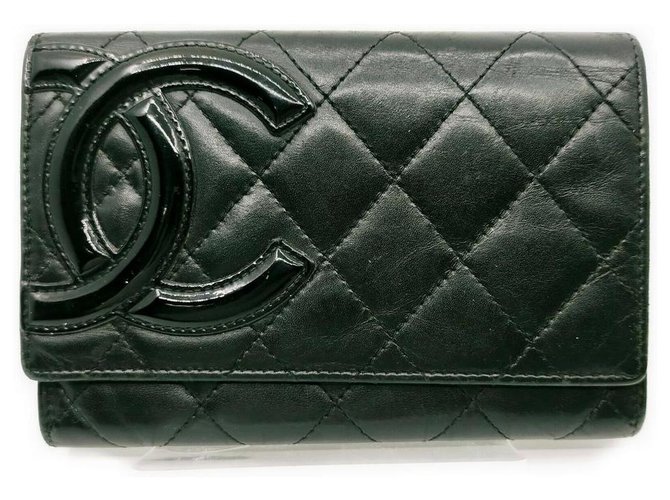Chanel Black Quilted Lambskin Cambon Ligne Card Holder Flap Wallet  ref.328586