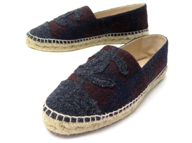 NEW CHANEL ESPADRILLES G SHOES29762 40 IN TWEED + NEW SHOES BOX Dark red  ref.328651