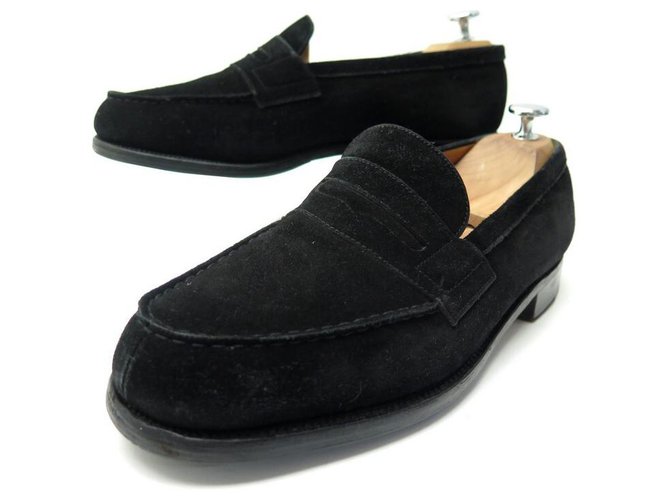JM WESTON LOAFERS 180 7D 41 BLACK SUEDE SUED LOAFERS SHOES  ref.328697