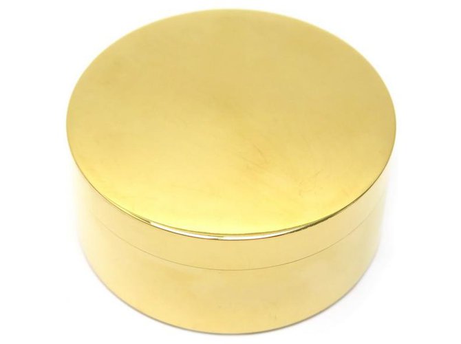 Hermès VINTAGE HERMES CYLINDRICAL BOX IN GOLD BRASS 3.5 x 8 CM GOLDEN BRASS BOX Metal  ref.328730